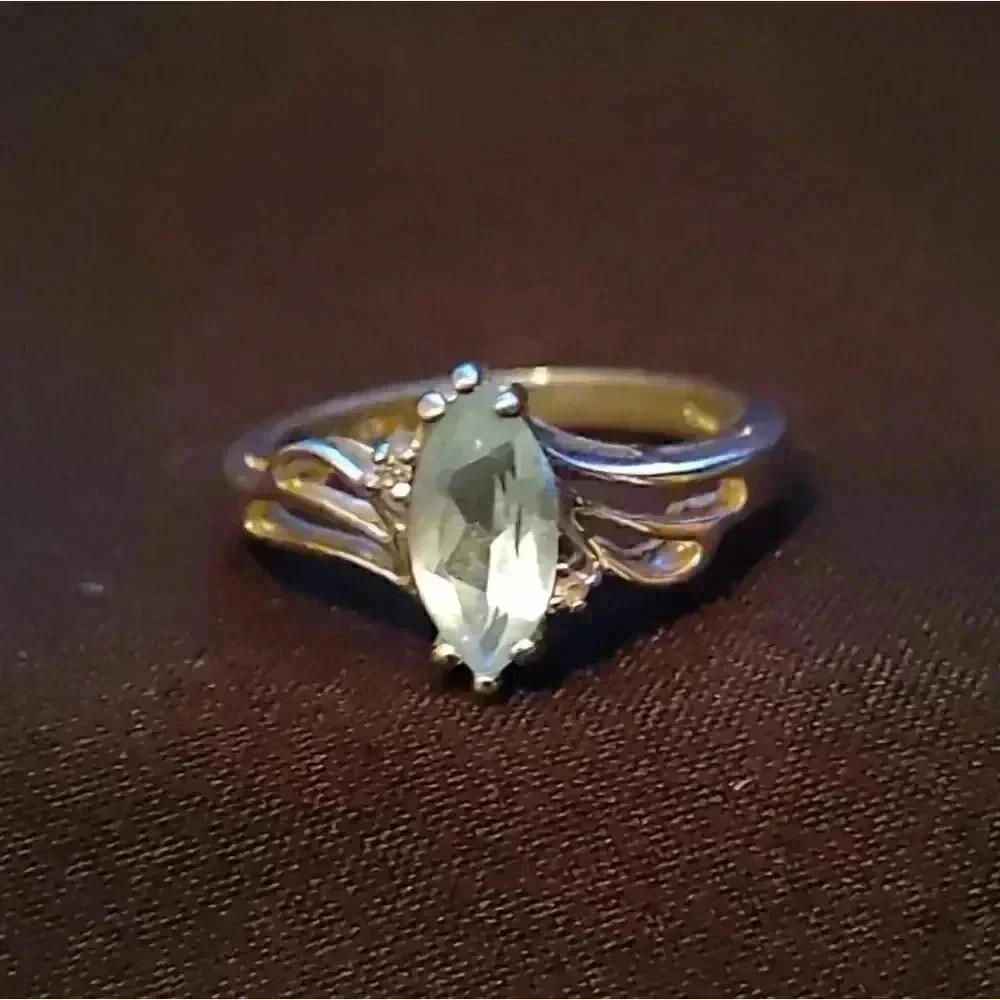 Sterling Silver & Aqua stone ring Thailand make